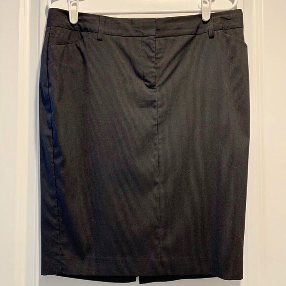 Express | Pinstripe Pencil Skirt | Black | Size 12 - Picture 1 of 8